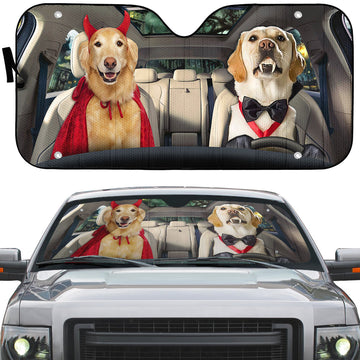 Gearhumans 3D Halloween Labrador Retriever Dogs Vampire Custom Car Auto Sunshade