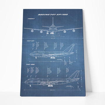 Gearhumans 3D Boeing 747SP & 747100 Concept Drawing Custom Canvas
