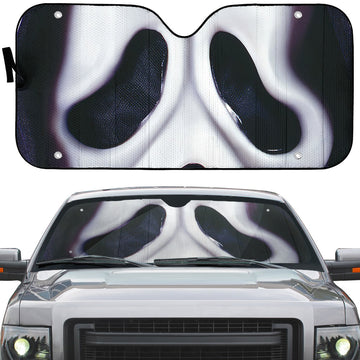 Gearhumans 3D Halloween Ghostface Mask Custom Car Auto Sunshade