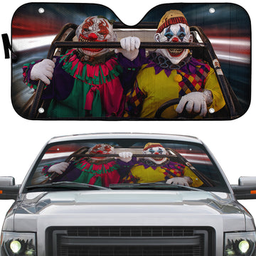 Gearhumans 3D Halloween Horror Clowns Custom Car Auto Sunshade