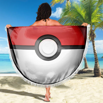 Gearhumans 3D Pokemon Pokeball Custom Round Beach Towel