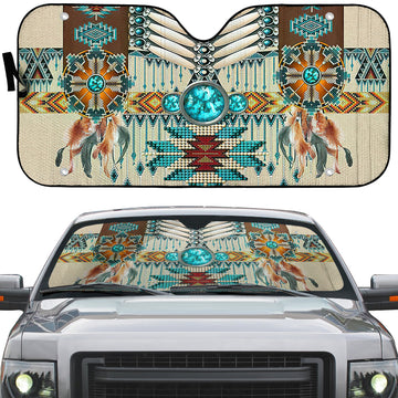 Gearhumans 3D Native American Pattern Car Auto Sunshade