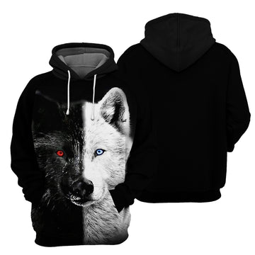 Gearhumans Black And White Wolf - 3D All Over Printed Shirt