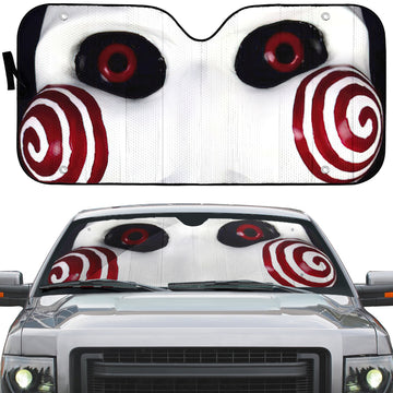 Gearhumans 3D SAW Billy The Puppet Mask Custom Car Auto Sunshade
