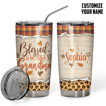 Gearhumans 3D Grandparents Day Blessed To Be Called Grandma Custom Name Design Vacuum Insulated Tumbler