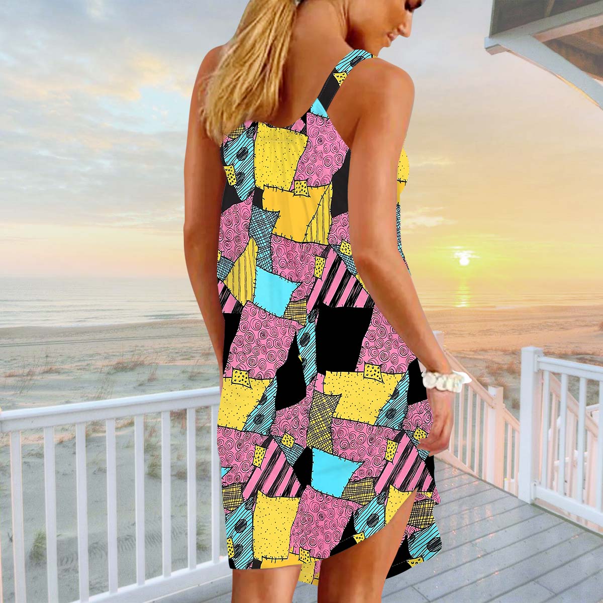 nightmare before christmas sally t shirt dress The Nightmare Before Christmas Inspired Sally All-Over Print T-Shirt Dress: Versatile & Eco-Friendly Fashion