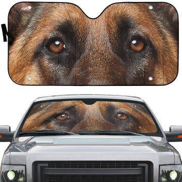 Gearhumans 3D German Shepherd Dog Eyes Custom Car Auto Sunshade