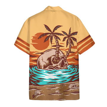 Gearhumans 3D Skull Summer Beach Sunset Custom Hawaii Shirt