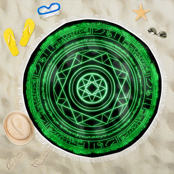 Gearhumans 3D Dr S Green Magic Shield Custom Round Beach Towel