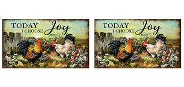 Gearhumans 3D Chicken Family Today I Choose Joy Custom Woodiness Square Door Plate Sign