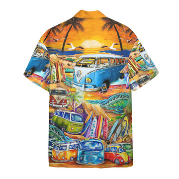 Gearhumans 3D Hippie Vans Surfing Hawaii Custom Short Sleeve Shirt