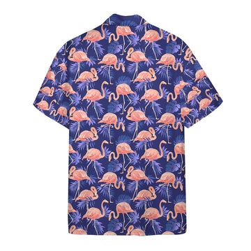 Gearhumans 3D Flamingo Bird and Tropical Flowers Custom Hawaii Shirt