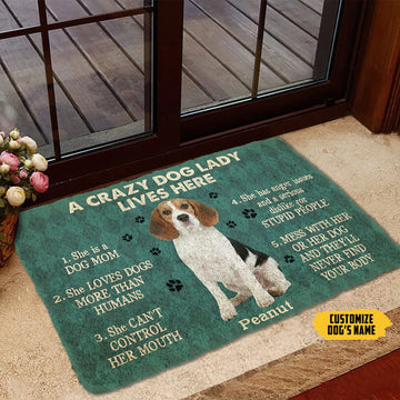 Gearhumans 3D A Crazy Dog Lady Lives Here Beagle Custom Name Doormat