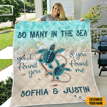 Gearhumans 3D So Many In The Sea Custom Name Quilt