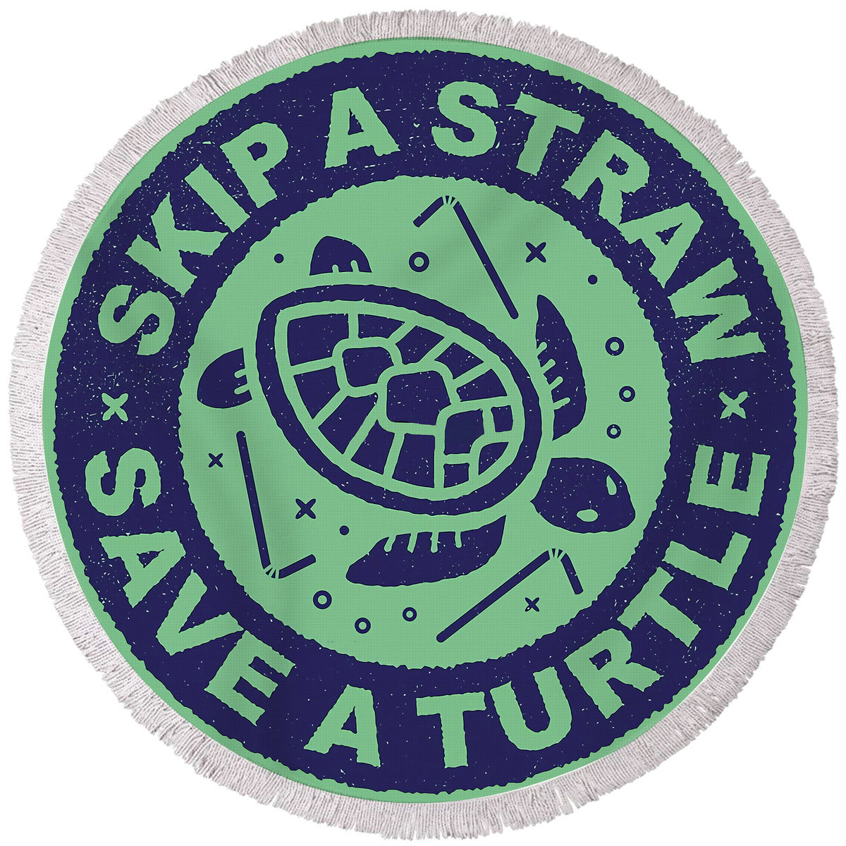 Gearhumans 3D Save A Turtle Custom Round Beach Towel