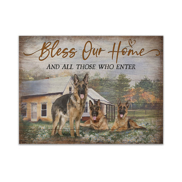 Gearhumans 3D Bless Our Home And Those Who Enter German Shepherd Custom Canvas
