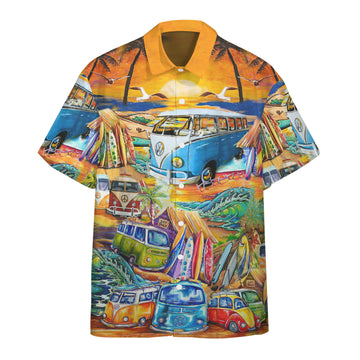 Gearhumans 3D Hippie Vans Surfing Hawaii Custom Short Sleeve Shirt