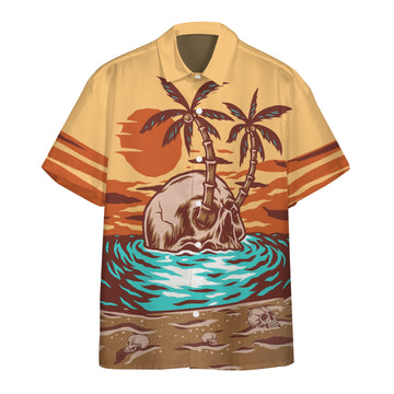 Gearhumans 3D Skull Summer Beach Sunset Custom Hawaii Shirt