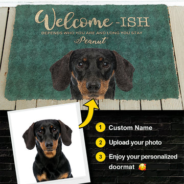 Gearhumans 3D Welcomeish To Dog House Custom Photo Custom Name Doormat