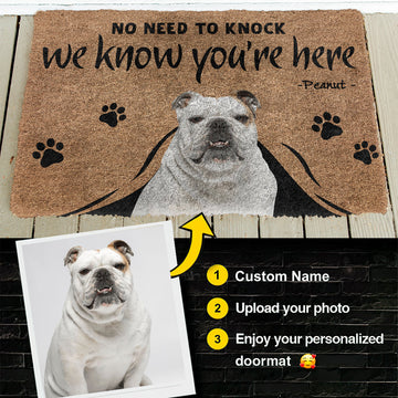 Gearhumans 3D No Need To Knock Dog Custom Photo Custom Name Doormat