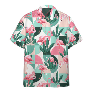 Gearhumans 3D Flamingo Exotic Patchwork Patterns Custom Hawaii Shirt