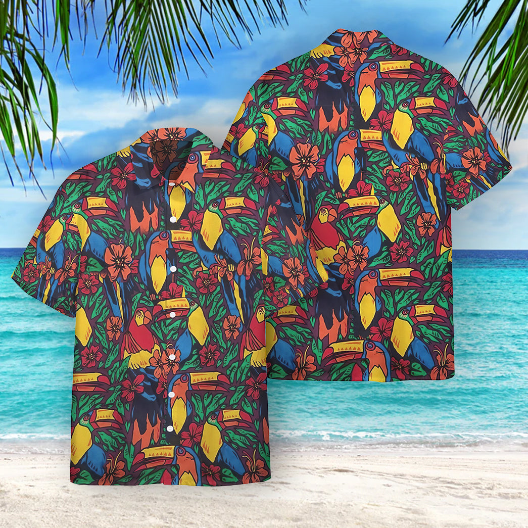  Custom Hawaiian Shirt Palm Tropical Flowers Beach