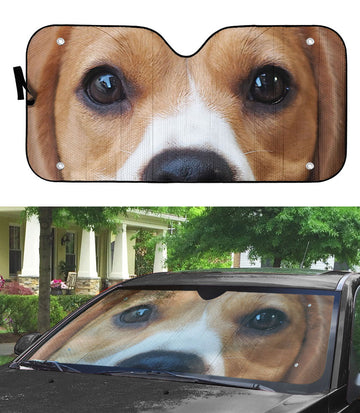 Gearhumans 3D Beagle Dog Eyes Custom Car Auto Sunshade