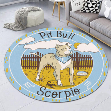 Gearhumans 3D Pit Bull Dog Scorpio Zodiac Sign Custom Round Rug