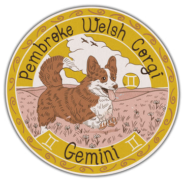 Gearhumans 3D Corgi Dog Gemini Zodiac Sign Custom Round Rug