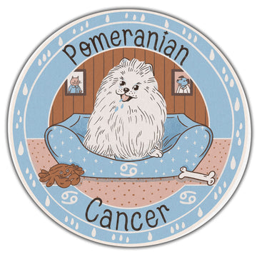 Gearhumans 3D Pomeranian Dog Cancer Zodiac Sign Custom Round Rug