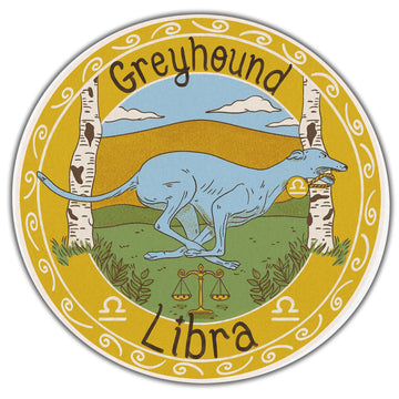 Gearhumans 3D Greyhound Dog Libra Zodiac Sign Custom Round Rug