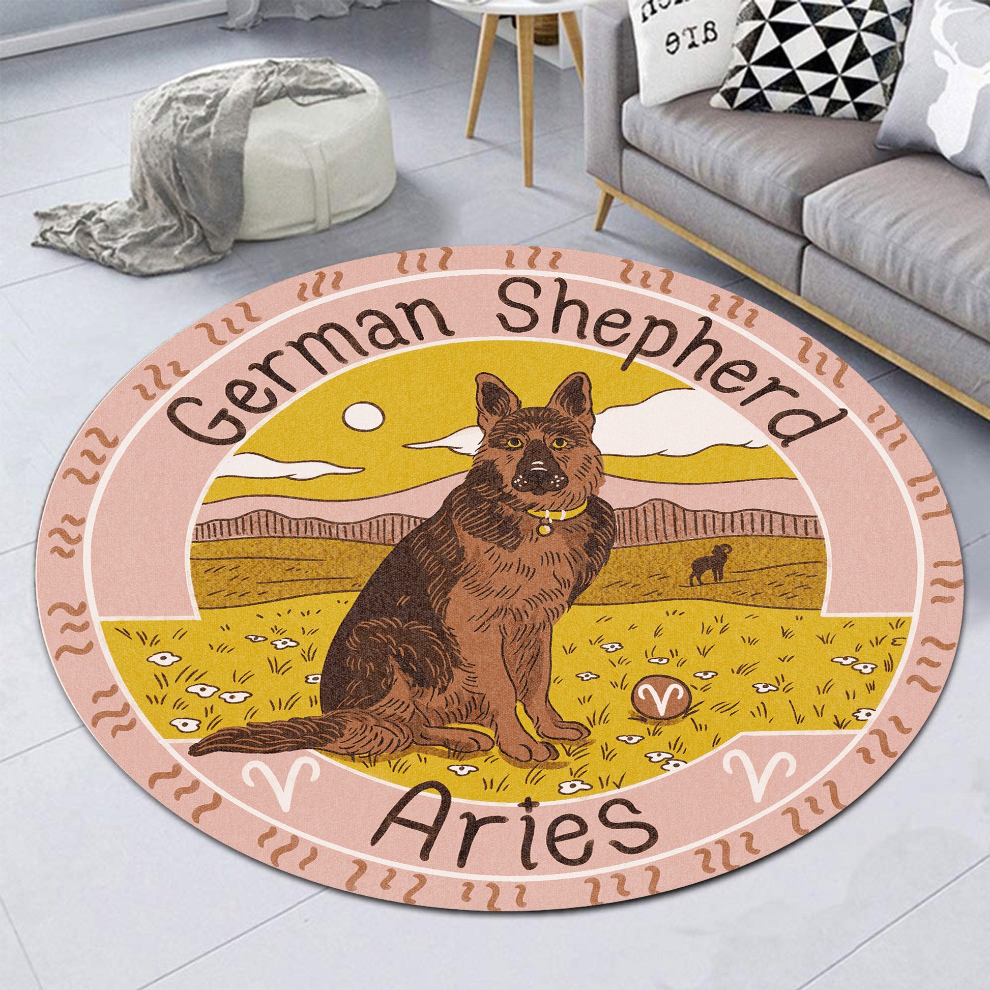 Puppy Carpet German Shepherd Dogs Rug Rectangle Rugs Washable Area