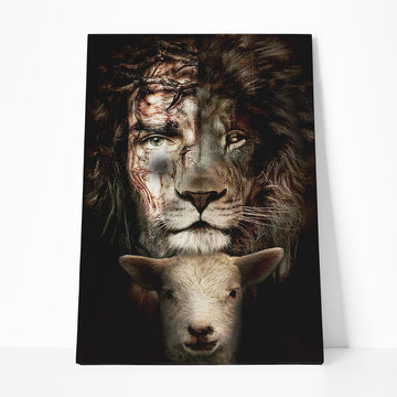 Gearhumans 3D Jesus Lamb Of God And Lion Of Judah Custom Canvas
