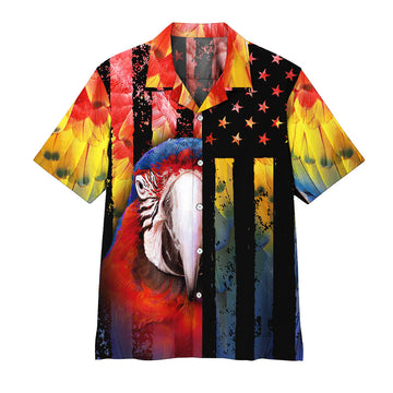 Gearhumans 3D Parrot American Flag Hawaii Shirt