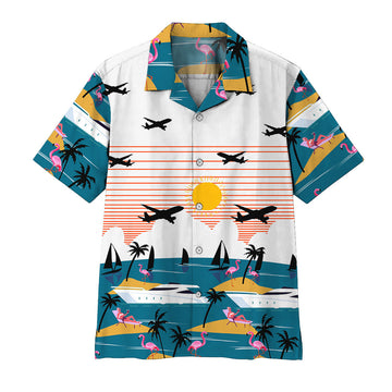 Gearhumans 3D Summer Beach Flamingo Hawaii Shirt