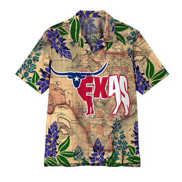 Gearhumans 3D Longhorn Flag Texas Hawaii Shirt