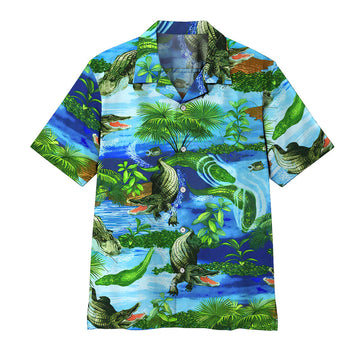 Gearhumans 3D Crocodile Hawaii Shirt