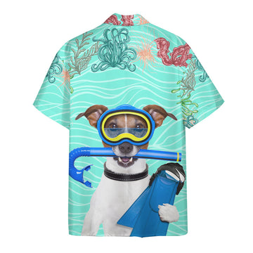 Gearhumans 3D Scuba Diving Jack Russell Terrier Dog Hawaii Shirt