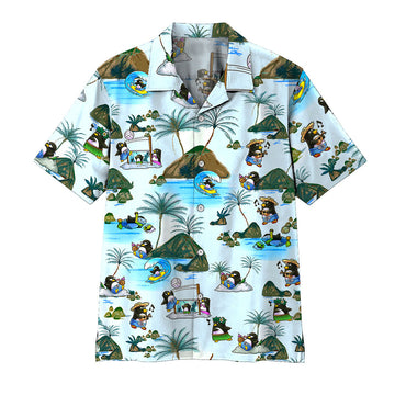 Gearhumans 3D Penguin Hawaii Shirt