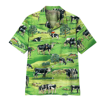 Gearhumans 3D Dairy Cow Hawaii Shirt