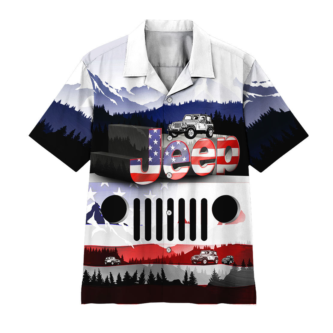 Gearhumans 3D Jeep American Flag Hawaii Shirt