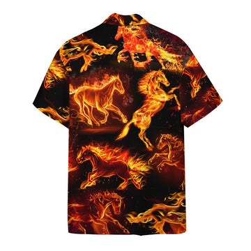 Gearhumans 3D Fire Horse Hawaii Shirt