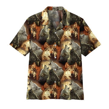 Gearhumans 3D Wolf Hawaii Shirt