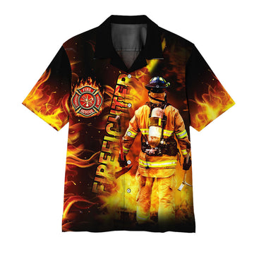 Gearhumans 3D Firefighter Hawaii Shirt