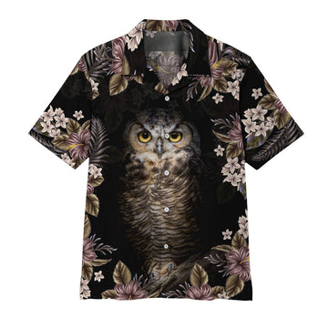 Gearhumans 3D Owl Flower Hawaii Shirt