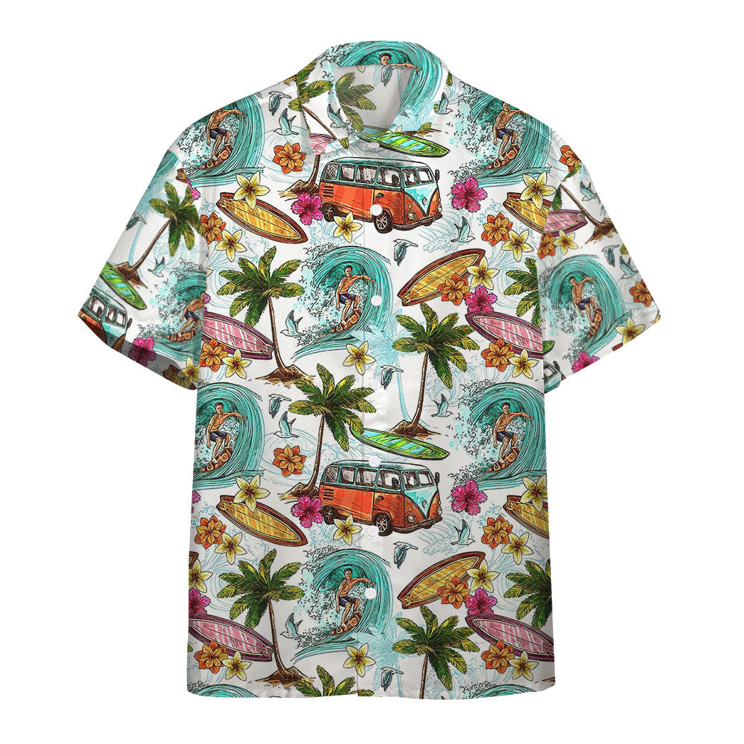 Gearhumans 3D Surfing And Hippie Vans Custom Hawaii Shirt