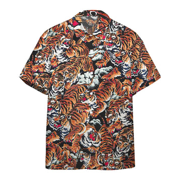 Gearhumans 3D One hundred Tigers Black Custom Hawaii Shirt