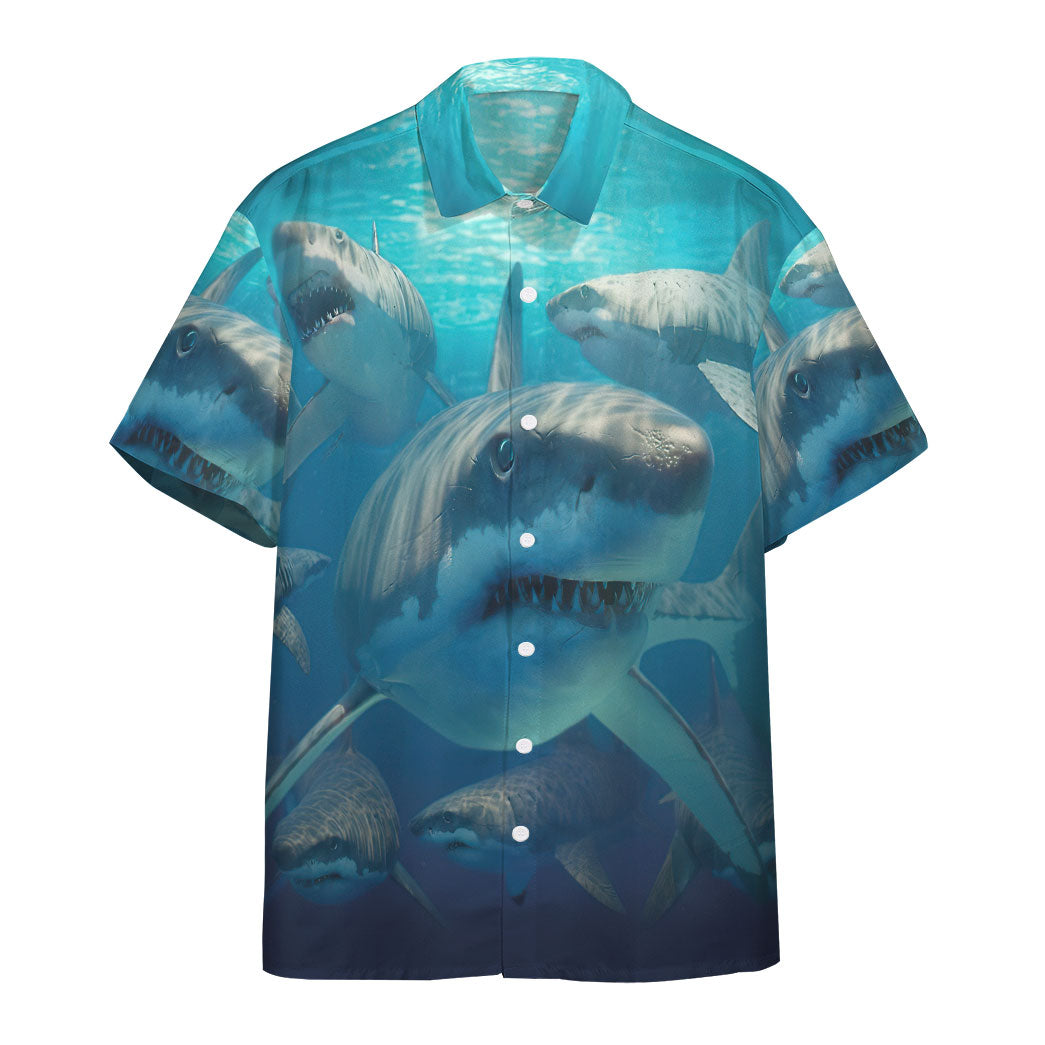 Gearhumans 3D Great White Sharks Custom Hawaii Shirt