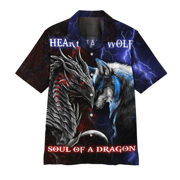 Gearhumans 3D Dragon Heart Of A Wolf, Soul Of A Dragon Hawaii Shirt