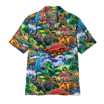 Gearhumans 3D Dinosaur Hawaii Shirt